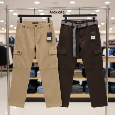 Elite Cargo Edit 100% Cotton Relaxed Cargo Pants Combo
