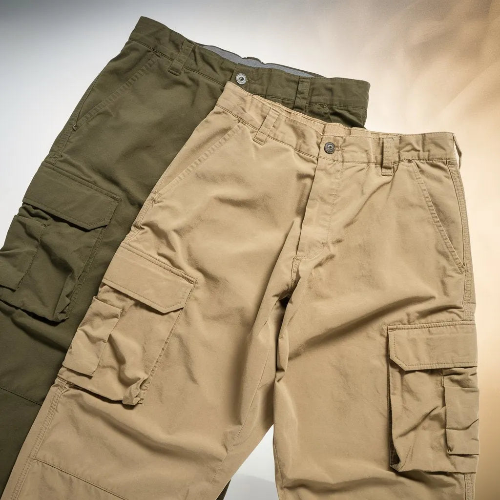 Men's Cotton Multi-Pocket Cargo Pants Combo  Olive & Khaki (Pack of 2)