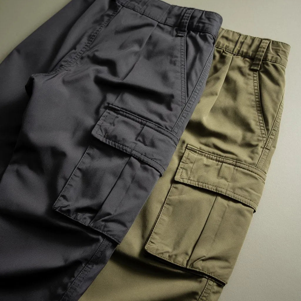 Men Cotton Cargo Pants Combo  Black & Olive Green (Pack of 2)
