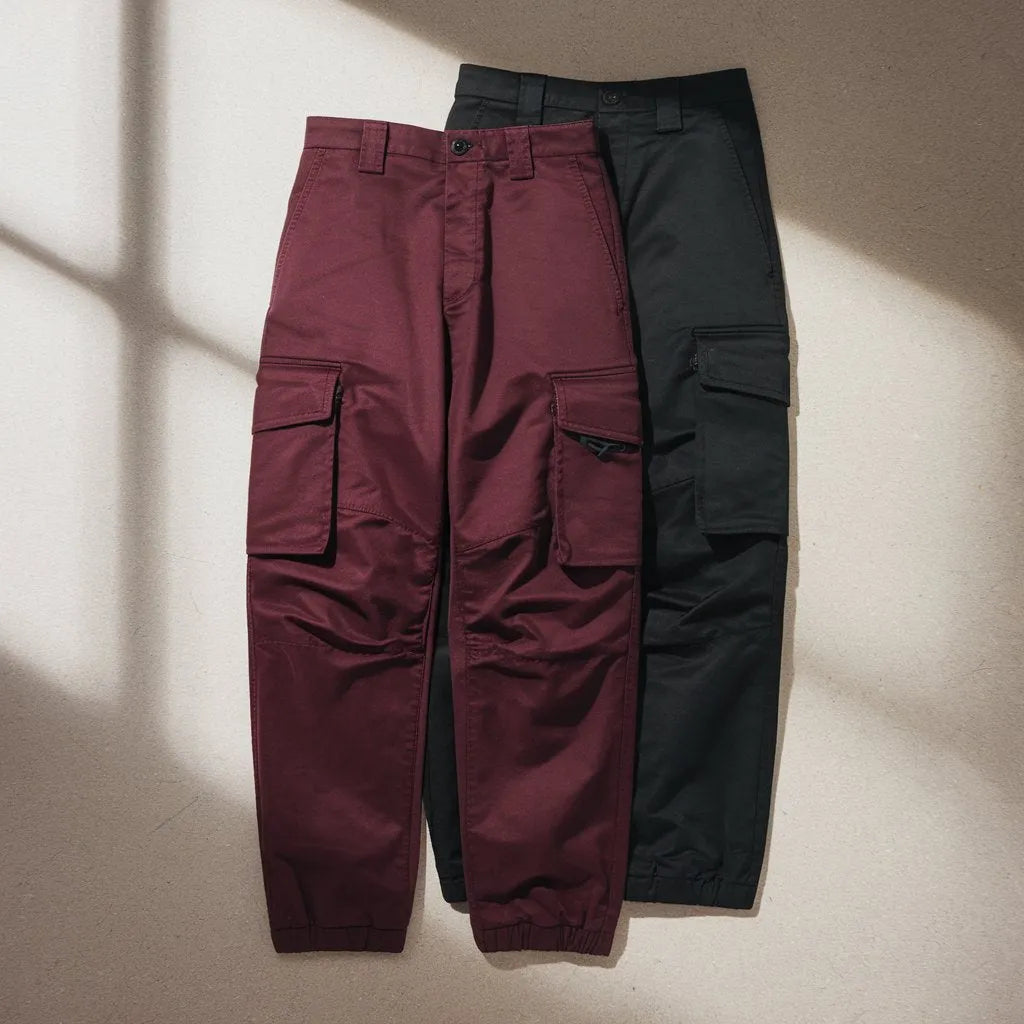 Men's Cotton Cargo Pants Combo  Maroon & Black (Pack of 2)