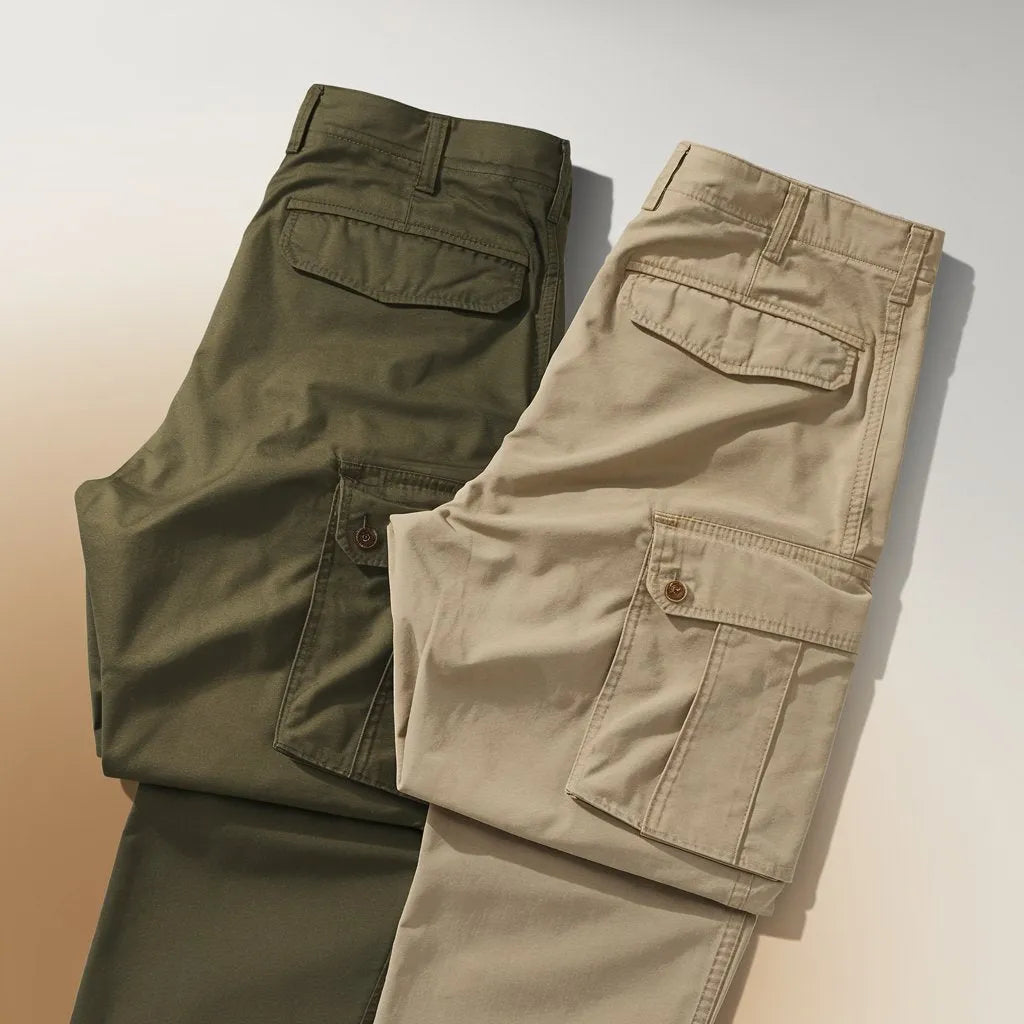 Men's Cotton Multi-Pocket Cargo Pants Combo  Olive & Khaki (Pack of 2)