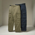 Men Olive Green & Navy Cargo Pants Combo  Utility Multi-Pocket Cotton Trousers (Pack of 2)