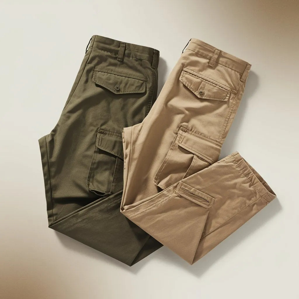 Men's Cotton Multi-Pocket Cargo Pants Combo  Olive & Khaki (Pack of 2)