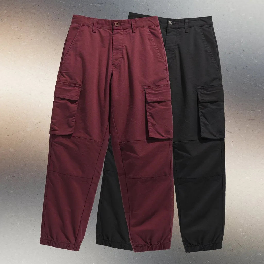 Men's Cotton Cargo Pants Combo  Maroon & Black (Pack of 2)